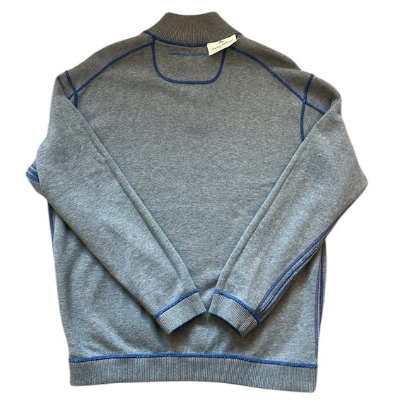 Tommy Bahama Reversible 1/4 Zip Sweater 100% Cotton Pullover Royal Blue/Gray XL - Picture 14 of 16